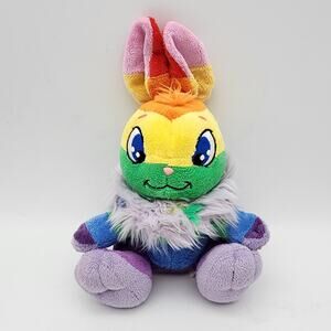 Neopets Rainbow Cybunny Bunny Stuffed Plush 9" Rabbit Limited Rare Colorway 2007